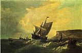William Bradford Famous Paintings - Fishermen in an Approaching Storm